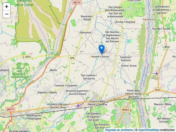Mappa epicentro Valvasone Arzene
